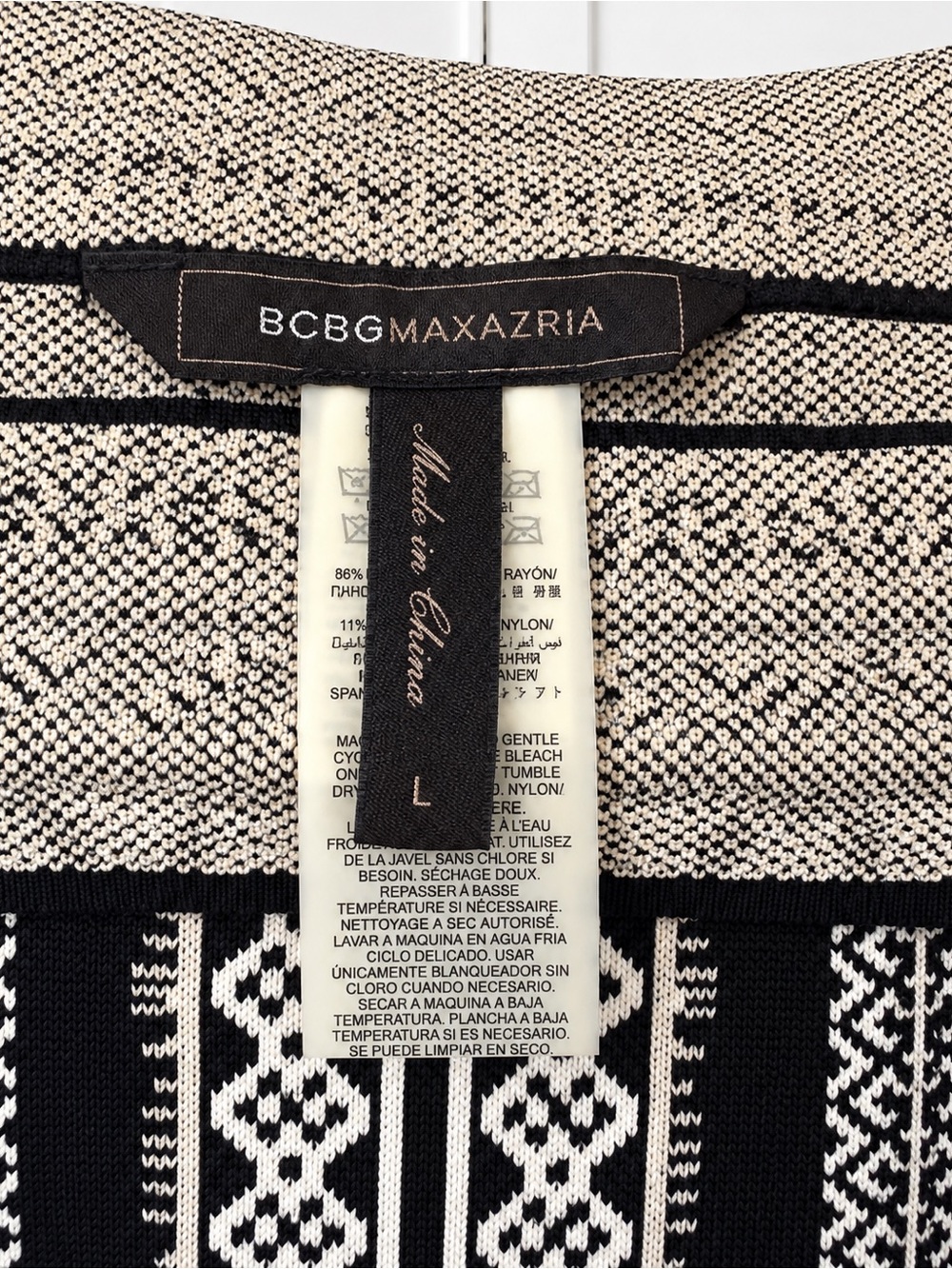 BCBGMAXAZRIA Geometric Jacquard Stretch Pencil Skirt L - Picture 3 of 3